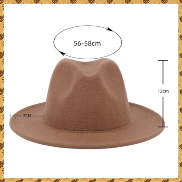 HP✨BROWN FEDORA WIDE BRIM FELT STRUCTURED HAT-NEW - Picture 4 of 6